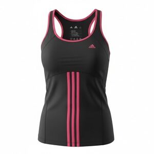 ADIDAS ClimaCool Womens Racerback Tank Top Black Pink 3 Stripes Small S/P